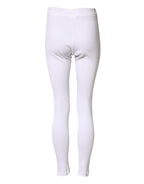 Dolce & Gabbana White Cotton Mid Waist Tights Leggings Pants