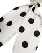 Dolce & Gabbana Scrunchie White Cotton Polka Dot Scarf Tie Accessory Hair