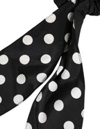 Dolce & Gabbana Black Cotton Polka Dot Scarf Tie Accessory Hair Scrunchie