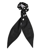 Dolce & Gabbana Black Cotton Polka Dot Scarf Tie Accessory Hair Scrunchie