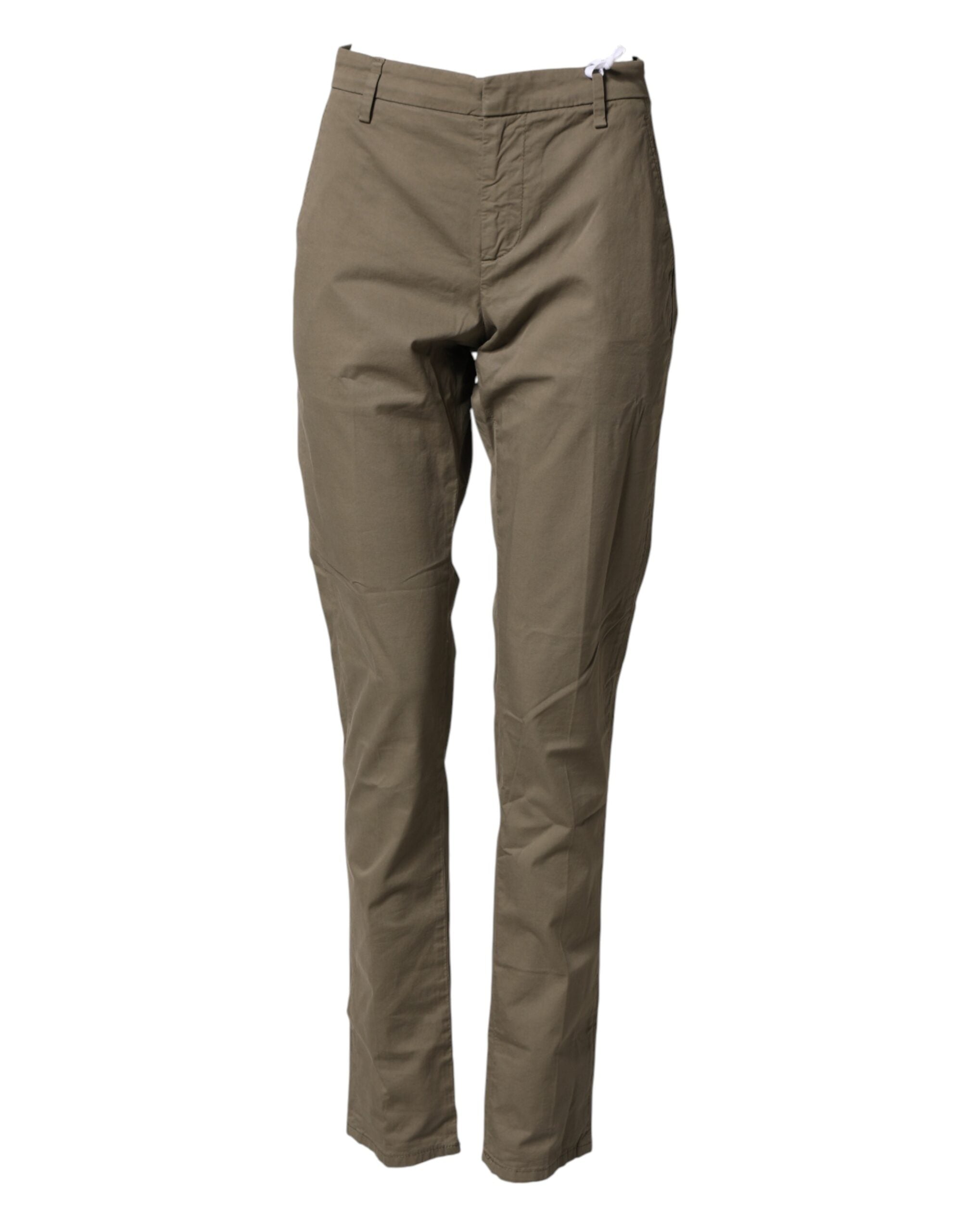 Dondup Beige Cotton Stretch Straight Chino Men Trouser Pants