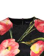 Dolce & Gabbana Black Floral Print Viscose A-line Mini  Dress