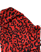 Dolce & Gabbana Red Leopard Print Nylon Sheath Midi Dress