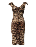 Dolce & Gabbana Brown Leopard Sleeveless Sheath Midi Dress