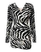 Dolce & Gabbana Black White Zebra Silk Sheath Mini Dress