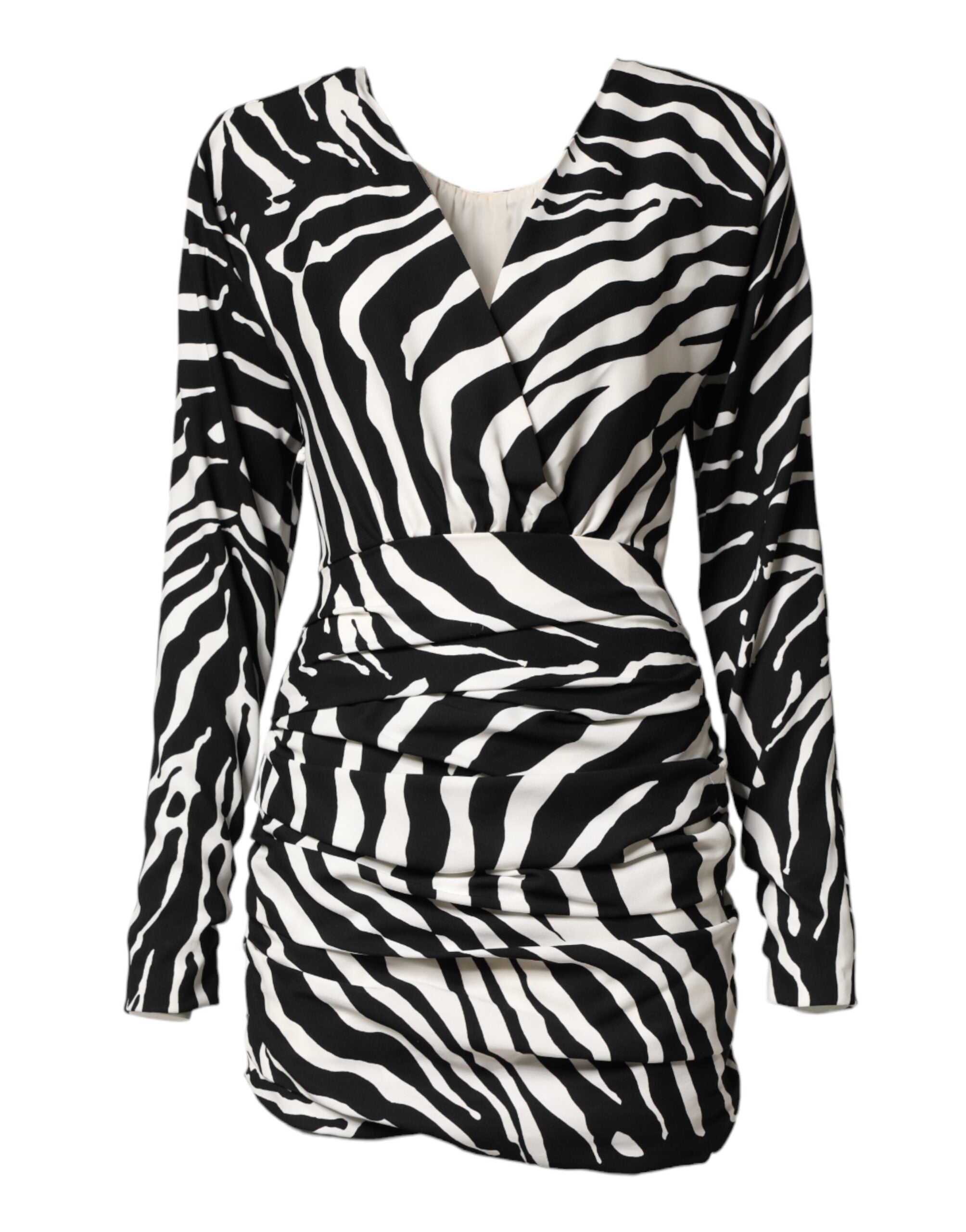 Dolce & Gabbana Black White Zebra Silk Sheath Mini Dress