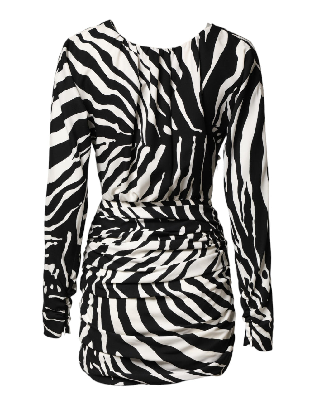 Dolce & Gabbana Black White Zebra Silk Sheath Mini Dress