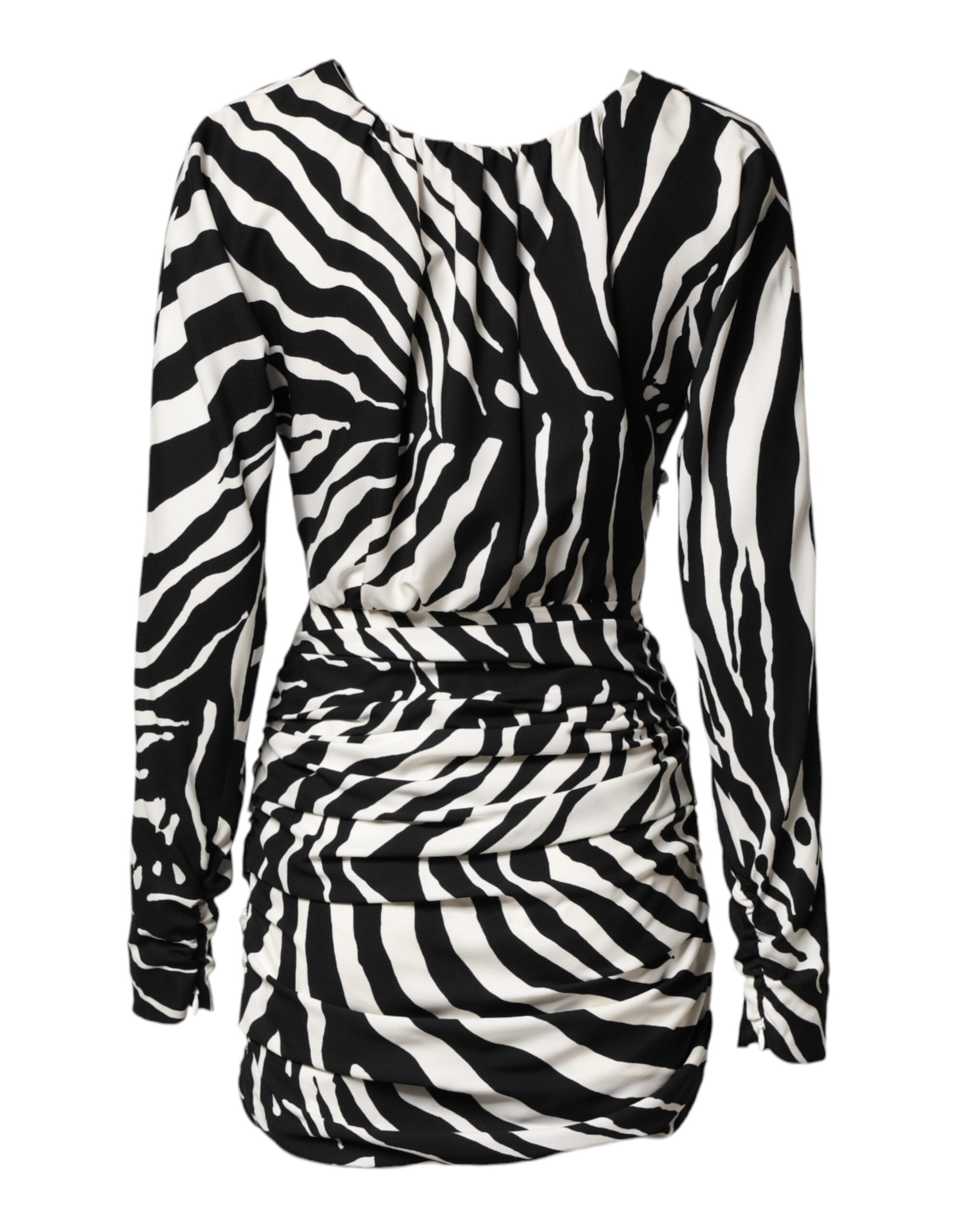 Dolce & Gabbana Black White Zebra Silk Sheath Mini Dress