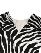 Dolce & Gabbana Black White Zebra Silk Sheath Mini Dress