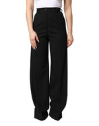 Dolce & Gabbana Black Wool Blend Straight High Waist Pants
