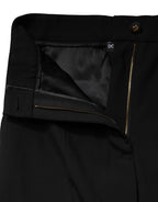 Dolce & Gabbana Black Wool Blend Straight High Waist Pants