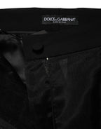 Dolce & Gabbana Black High Waist Tulle Wool Trouser Pants
