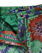 Dolce & Gabbana Green Floral Polyester BootCut Trouser Pants