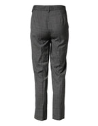 Dolce & Gabbana Dark Gray Check Tartan VirginWool Dress Pants