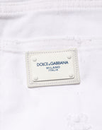 Dolce & Gabbana White Distressed Cotton BOYFRIEND Denim Jeans