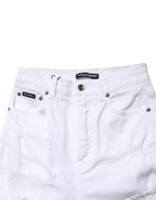 Dolce & Gabbana White Distressed High Waist Denim Jeans