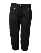 Dolce & Gabbana Black Wool Stripes Cropped Trouser Pants