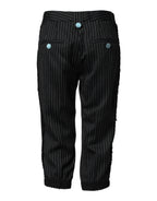 Dolce & Gabbana Black Wool Stripes Cropped Trouser Pants