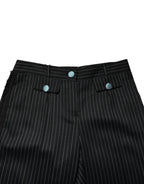 Dolce & Gabbana Black Wool Stripes Cropped Trouser Pants
