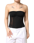 Dolce & Gabbana Black Silk Lace Bustier Corset Strapless Top