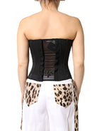 Dolce & Gabbana Black Silk Lace Bustier Corset Strapless Top