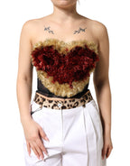 Dolce & Gabbana Black Gold Heart Bustier Corset Tinsel Top