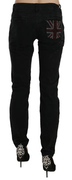 John Galliano Black Low Waist White Paint Skinny Denim Pants Jeans