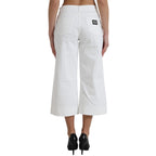 Dolce & Gabbana Wide Leg White Cotton Cropped Denim Jeans