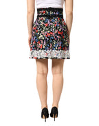 Dolce & Gabbana Black Floral Lace Cotton HighWaist Mini Skirt