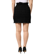 Dolce & Gabbana Black Nylon High Waist Open-Stitch Mini Skirt