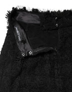 Dolce & Gabbana Black Nylon High Waist Open-Stitch Mini Skirt