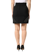 Dolce & Gabbana Black Polyester Zipper High Waist Mini Skirt