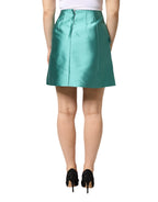 Dolce & Gabbana Green Polyester Button High Waist Mini Skirt