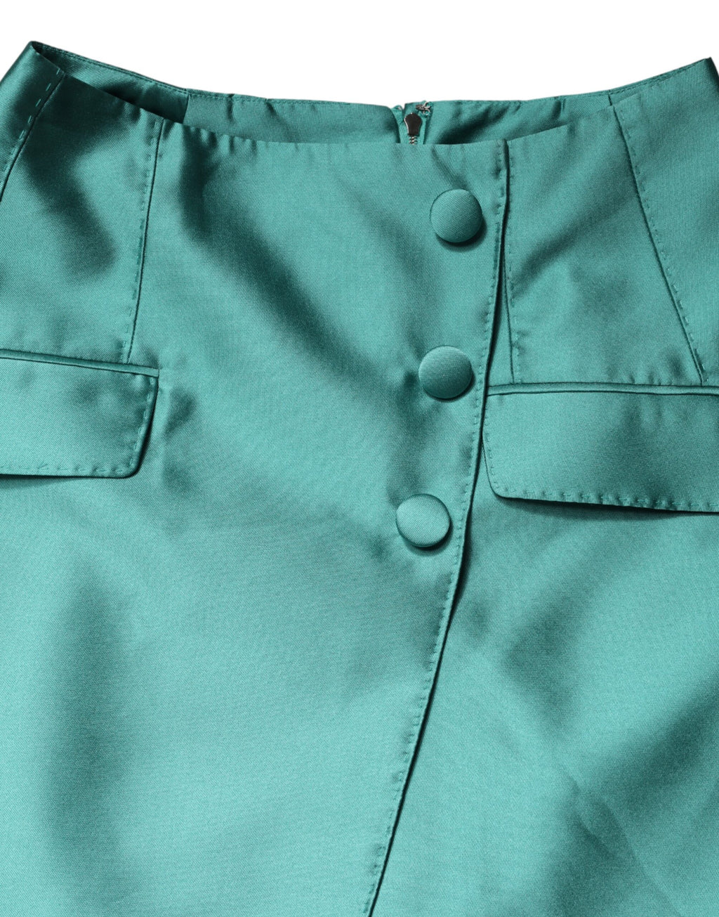 Dolce & Gabbana Green Polyester Button High Waist Mini Skirt