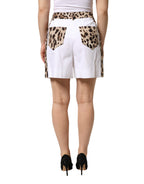 Dolce & Gabbana White Cotton High Waist Bermuda Mini Shorts