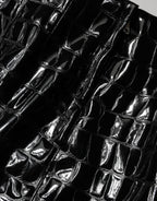 Dolce & Gabbana Black Croc Faux-Leather Mid Waist Midi Skirt