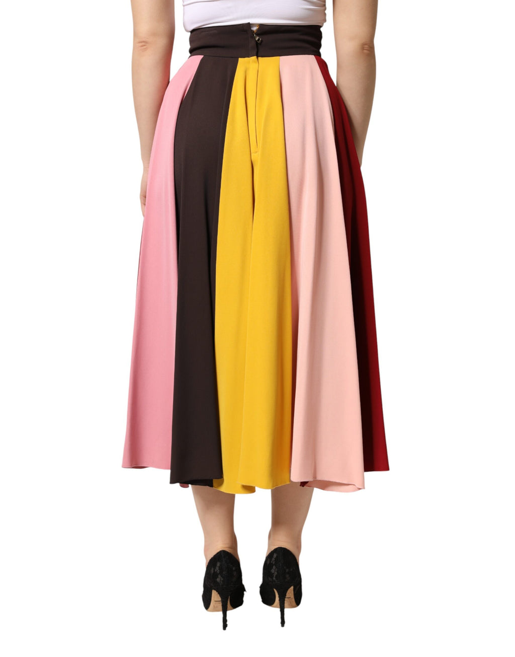 Dolce & Gabbana Multicolor Viscose High Waist Midi Skirt