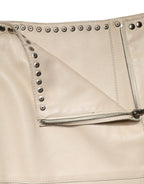 Dolce & Gabbana Beige Leather Studs Mid Waist Mini Skirt