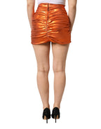 Dolce & Gabbana Metallic Orange Viscose High Waist Mini Skirt