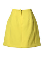 Dolce & Gabbana Yellow Wool Buttoned High Waist Mini Skirt