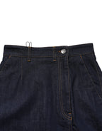 Dolce & Gabbana Dark Blue Cotton A-line Denim Midi Skirt