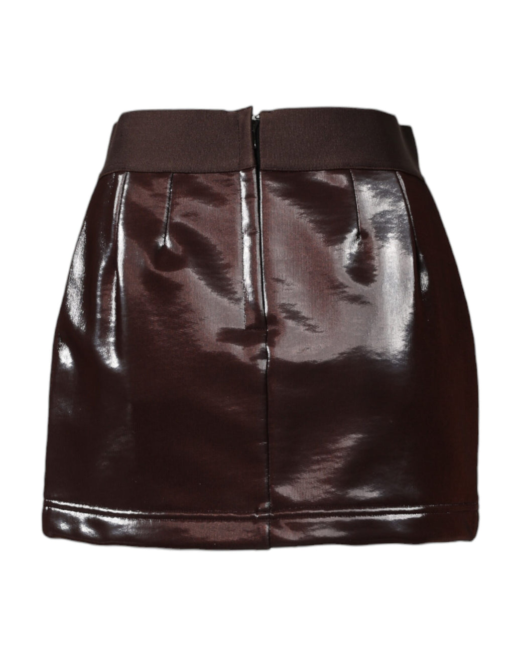 Dolce & Gabbana Dark Brown Cotton Fitted High Waist Mini Skirt