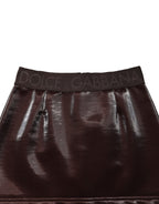 Dolce & Gabbana Dark Brown Cotton Fitted High Waist Mini Skirt