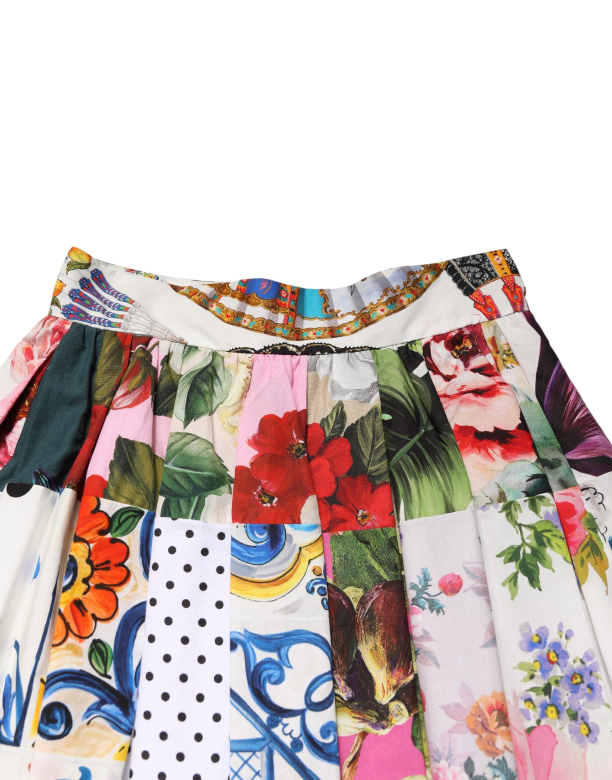 Dolce & Gabbana Multicolor Patchwork High Waist Midi Skirt