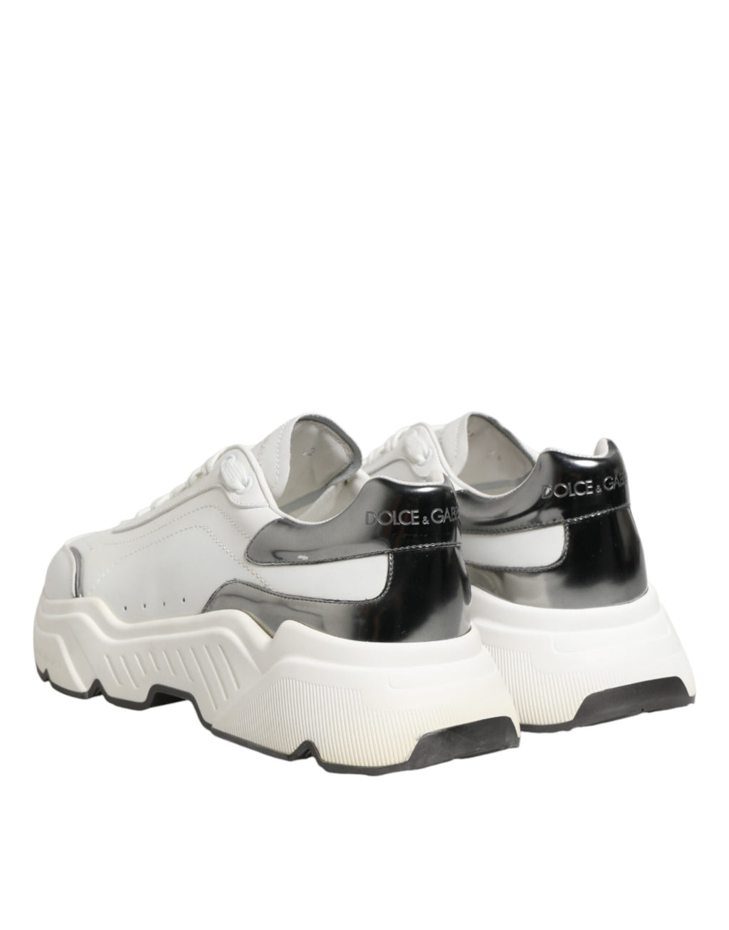 Dolce & Gabbana White Silver Daymaster Low Top Sneakers Shoes