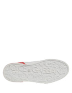 Dolce & Gabbana White Red Portofino Low Top Men Sneakers Shoes