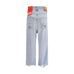 Diesel Light Blue Cotton Relaxed Fit Jeans