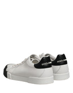 Dolce & Gabbana Black White Leather Low Top Sneakers Shoes