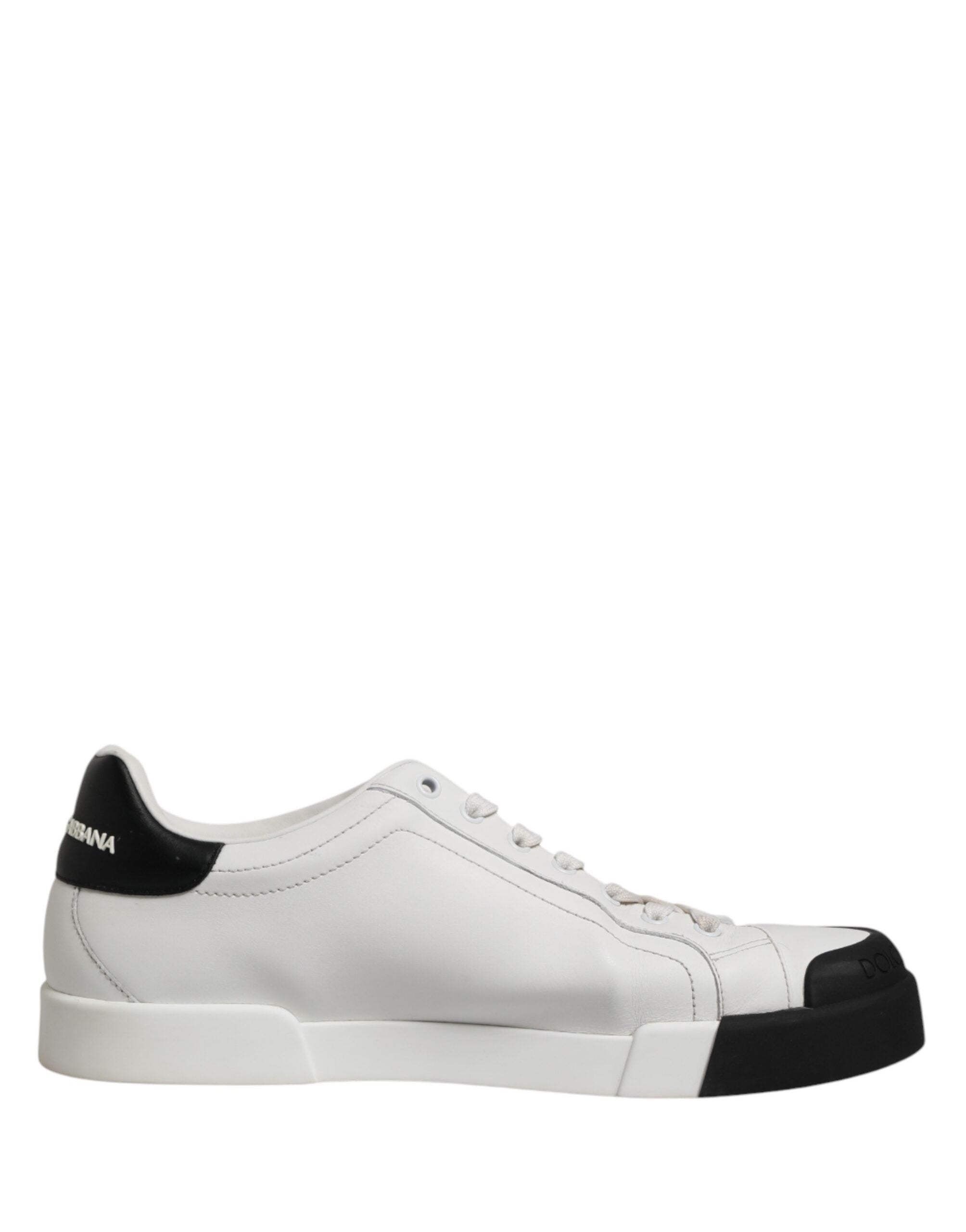Dolce & Gabbana Black White Leather Low Top Sneakers Shoes