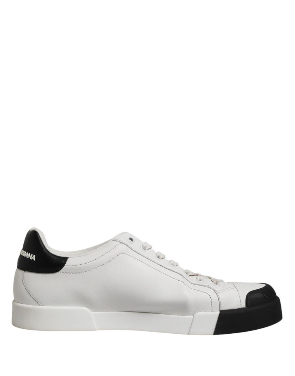 Dolce & Gabbana Black White Leather Low Top Sneakers Shoes